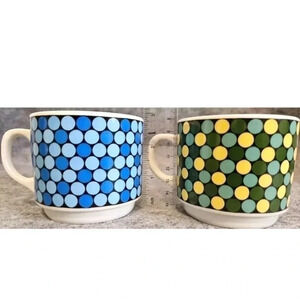 Vntg Retro Seltmann Weiden Bavaria Porcelain Coffee Cups Polka Dots S…